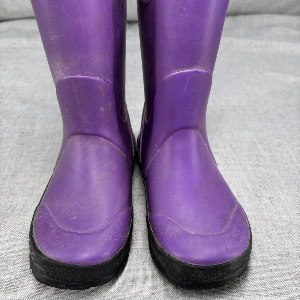 Bogs Kids Rain Boots Plush Purple Rubber Waterproof Insulated Winter Size 12